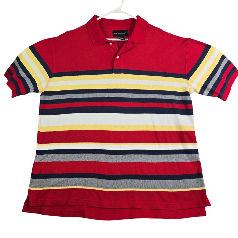 Vintage Y2K Croft Barrow Knit Polo Shirt Mens Large Tall Red Golf Casual Hip Hop